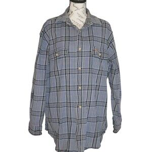 Carhartt Long Sleeve Button Up Blue Grey Plaid Shirt Size L